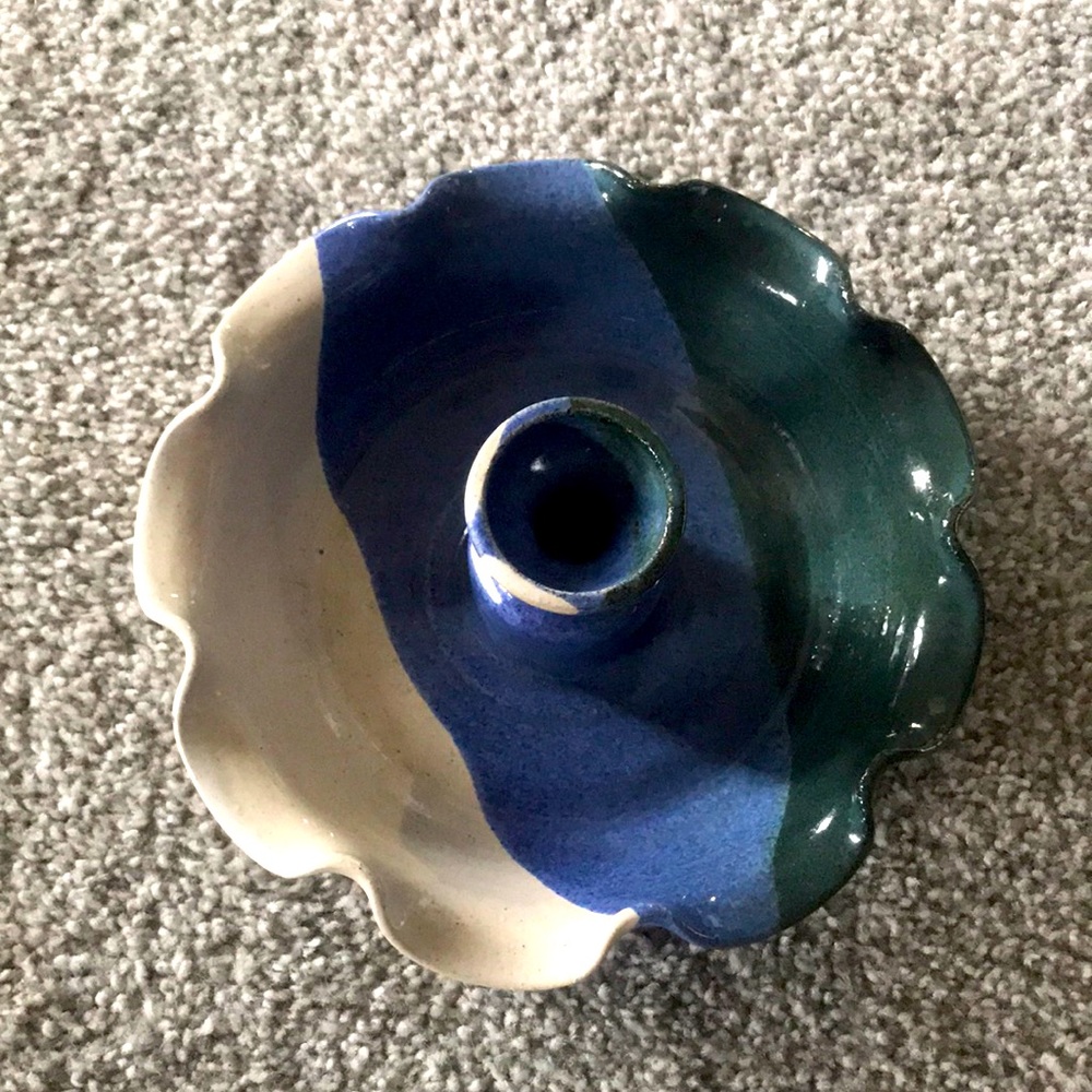 EJ King Pottery 1997 DC signed candle holder